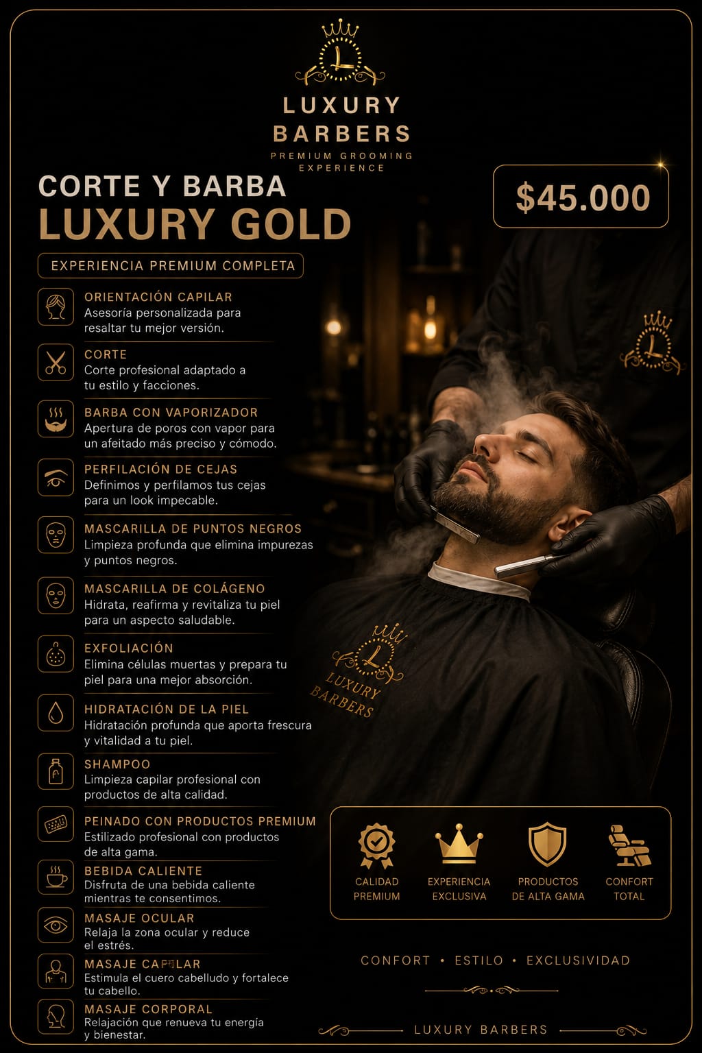 Corte y Barba Luxury Gold